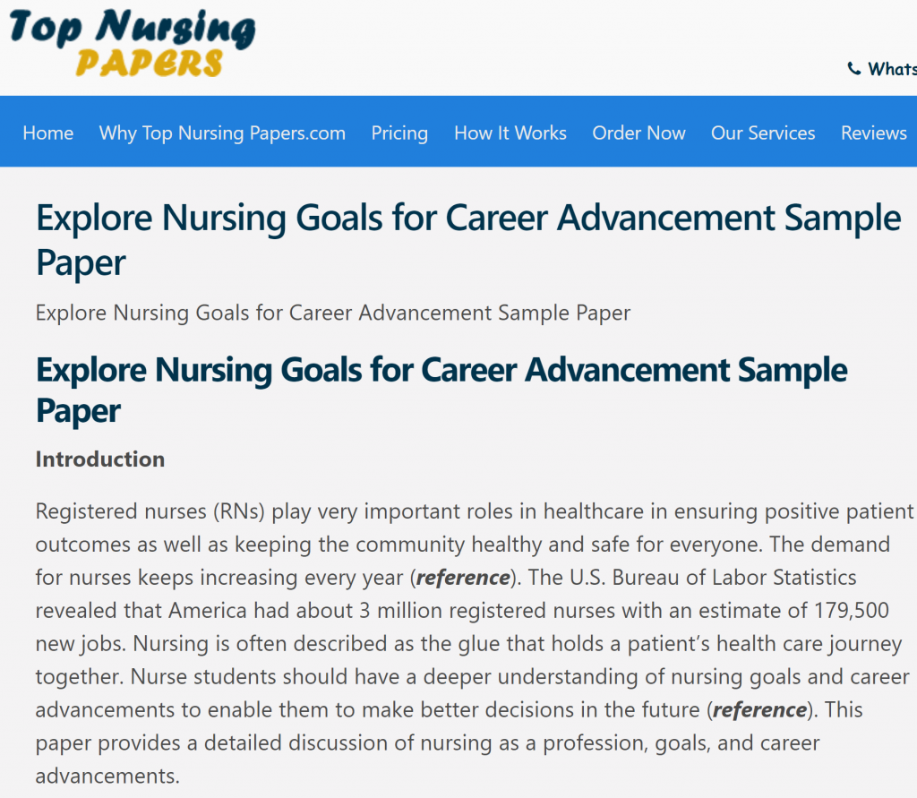 nurse career goals essay sample