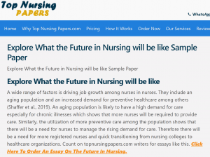 Explore What the Future in Nursing will be like Sample Paper
