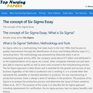 The concept of Six-Sigma Essay Assignment