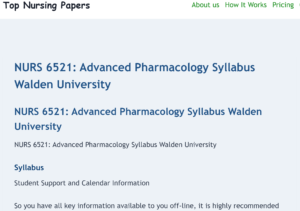 NURS 6521: Advanced Pharmacology Syllabus Walden University